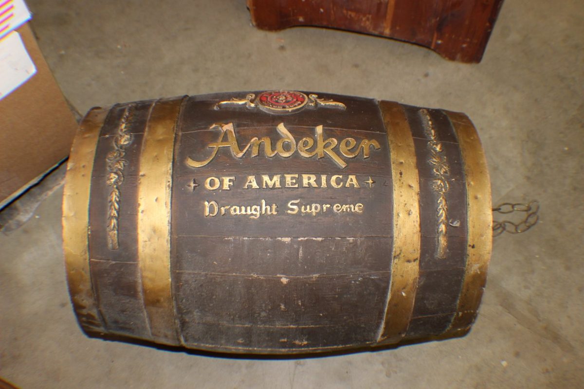 Antique Andeker of America beer barrel sold at estate auction