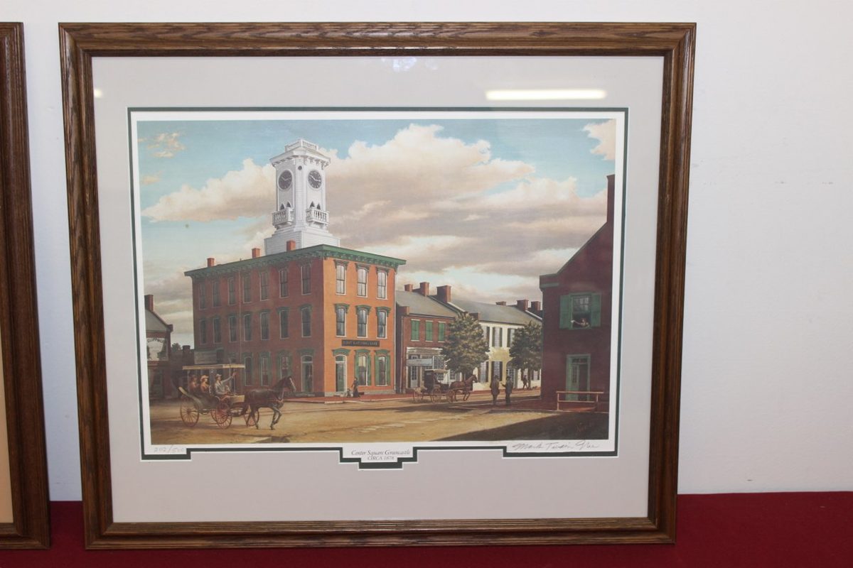 Framed art print of Greencastle Pennsylvania sold at Franklin County auction
