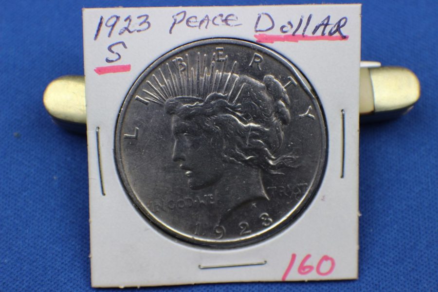 1923 Peace Dollar silver coin sold at Amos McCoy Auctioneer